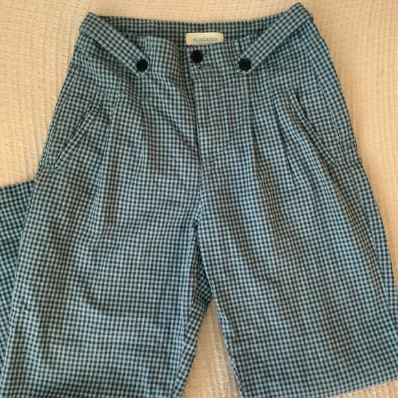 Sundance 10 Life Of Dreams Pants Trousers Checkered Plaid Blue Peasant Cottage 2 - Picture 3 of 10